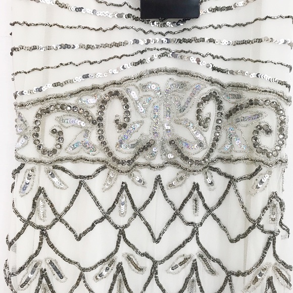 NWT Jywal Eva Off White Beaded Flapper Gown Medium - Picture 7 of 8